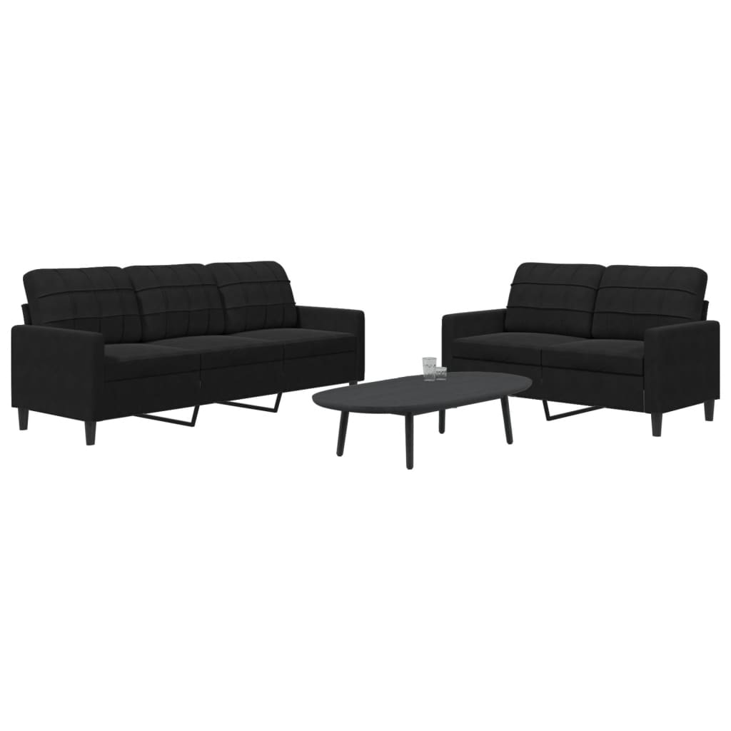 Ensemble de canapés 2 pcs avec coussins Noir Velours - XIOS
