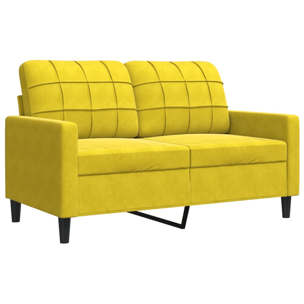 Ensemble de canapés 2 pcs avec coussins Jaune Velours - XIOS