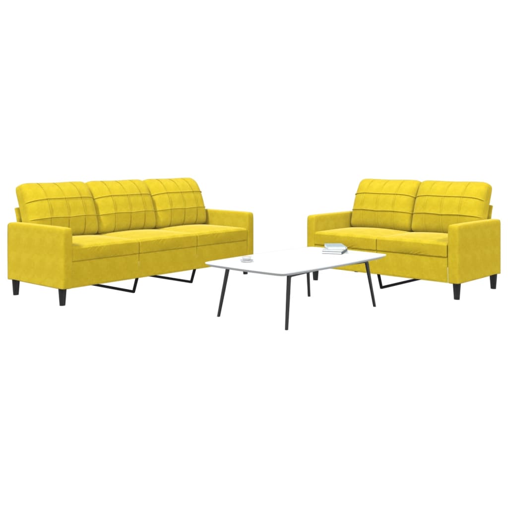 Ensemble de canapés 2 pcs avec coussins Jaune Velours - XIOS