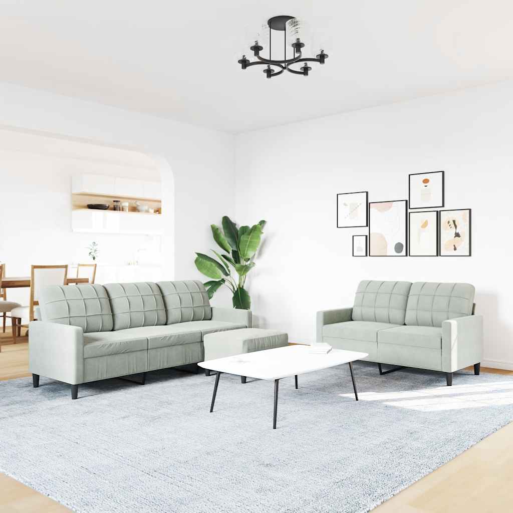 Ensemble de canapés 3 pcs avec coussins Gris clair Velours - XIOS