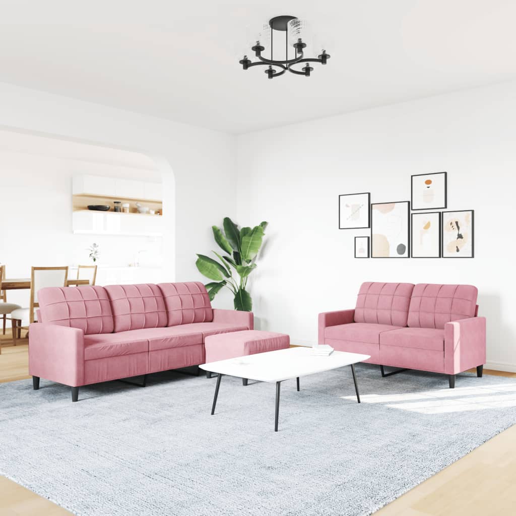 Ensemble de canapés 3 pcs avec coussins Rose Velours - XIOS