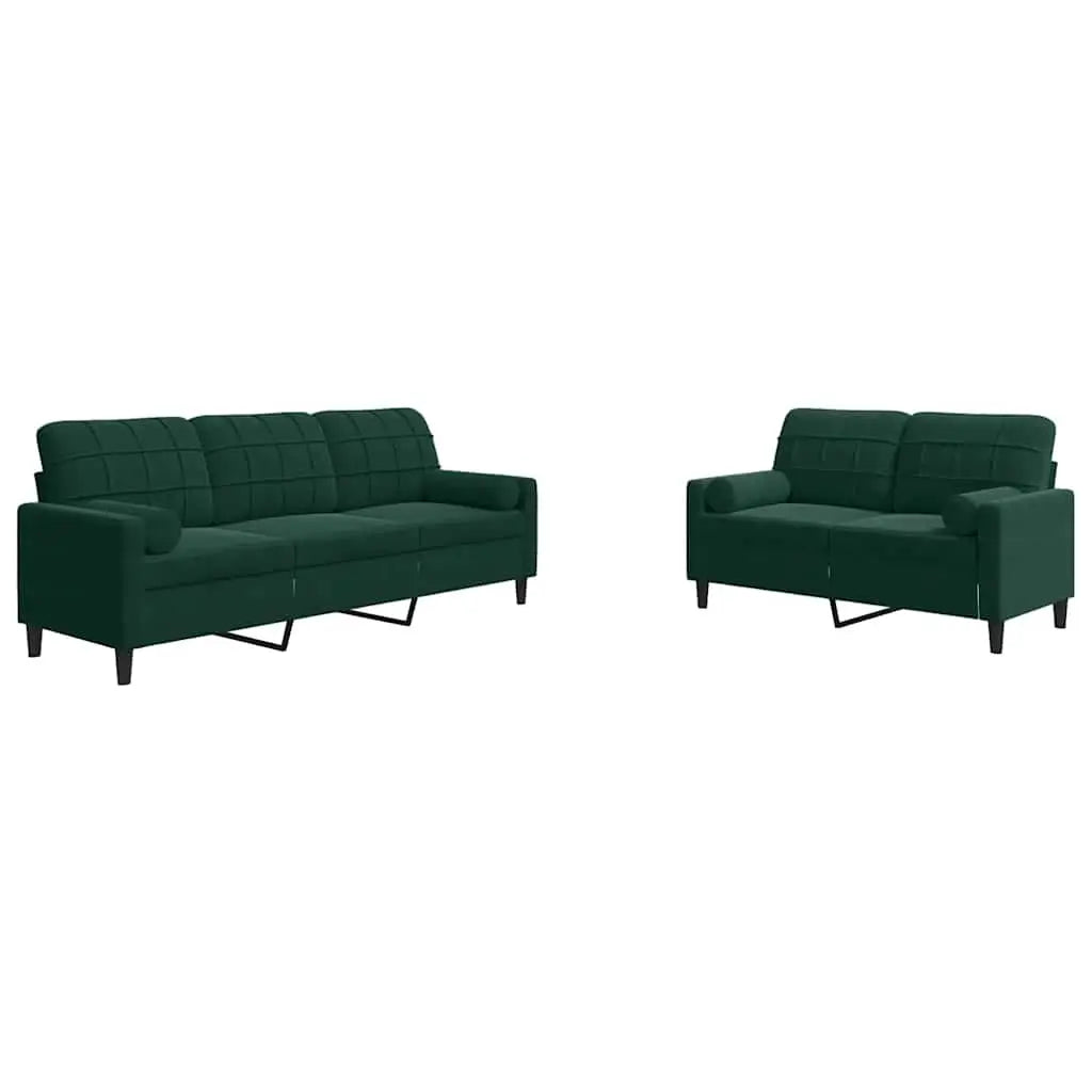 Ensemble de canapés 2 pcs avec coussins et traversins velours - XIOS