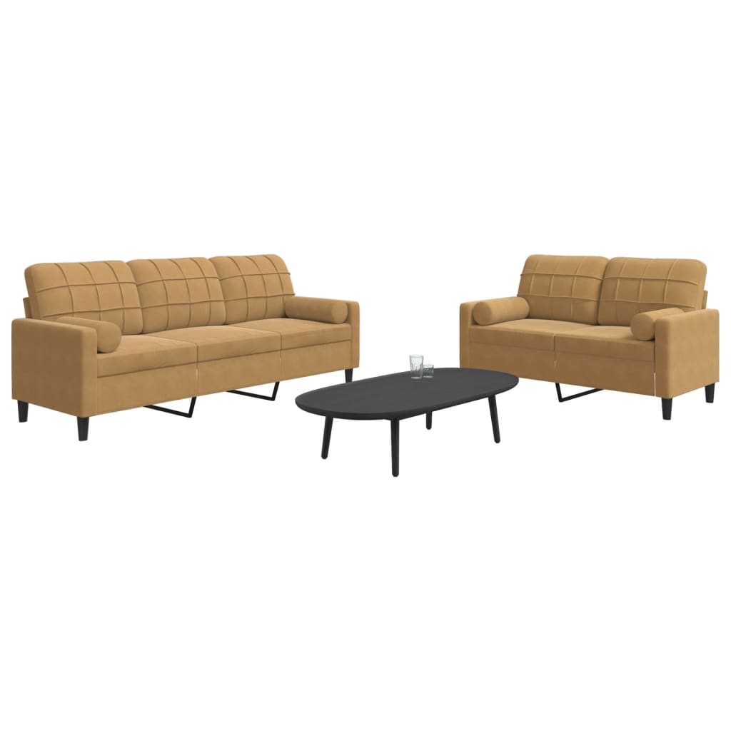 Ensemble de canapés 2 pcs avec coussins et traversins velours - XIOS