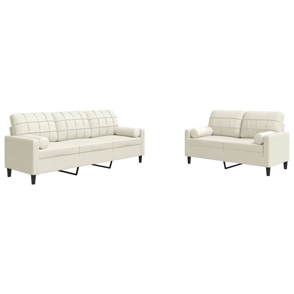 Ensemble de canapés 2 pcs avec coussins et traversins velours - XIOS