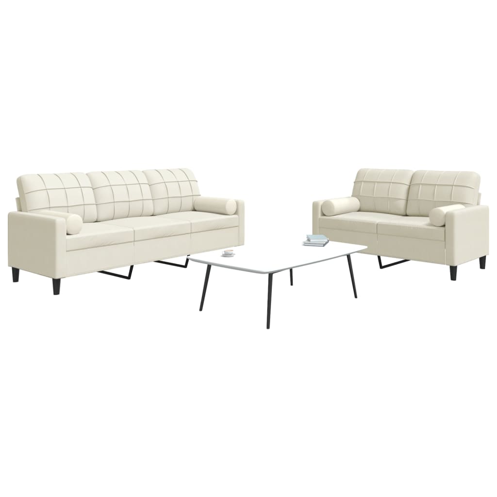 Ensemble de canapés 2 pcs avec coussins et traversins velours - XIOS