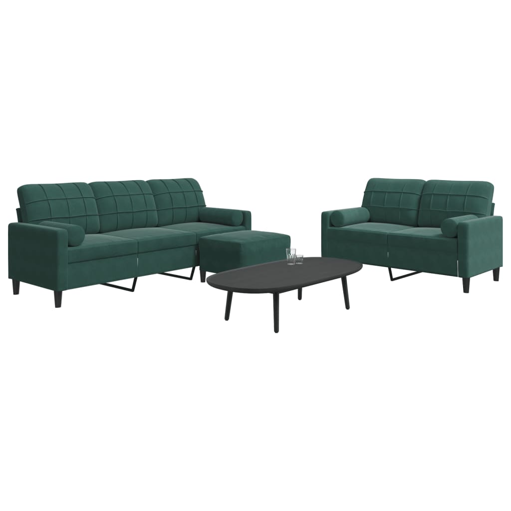 Ensemble de canapés 3 pcs avec coussins et traversins velours - XIOS