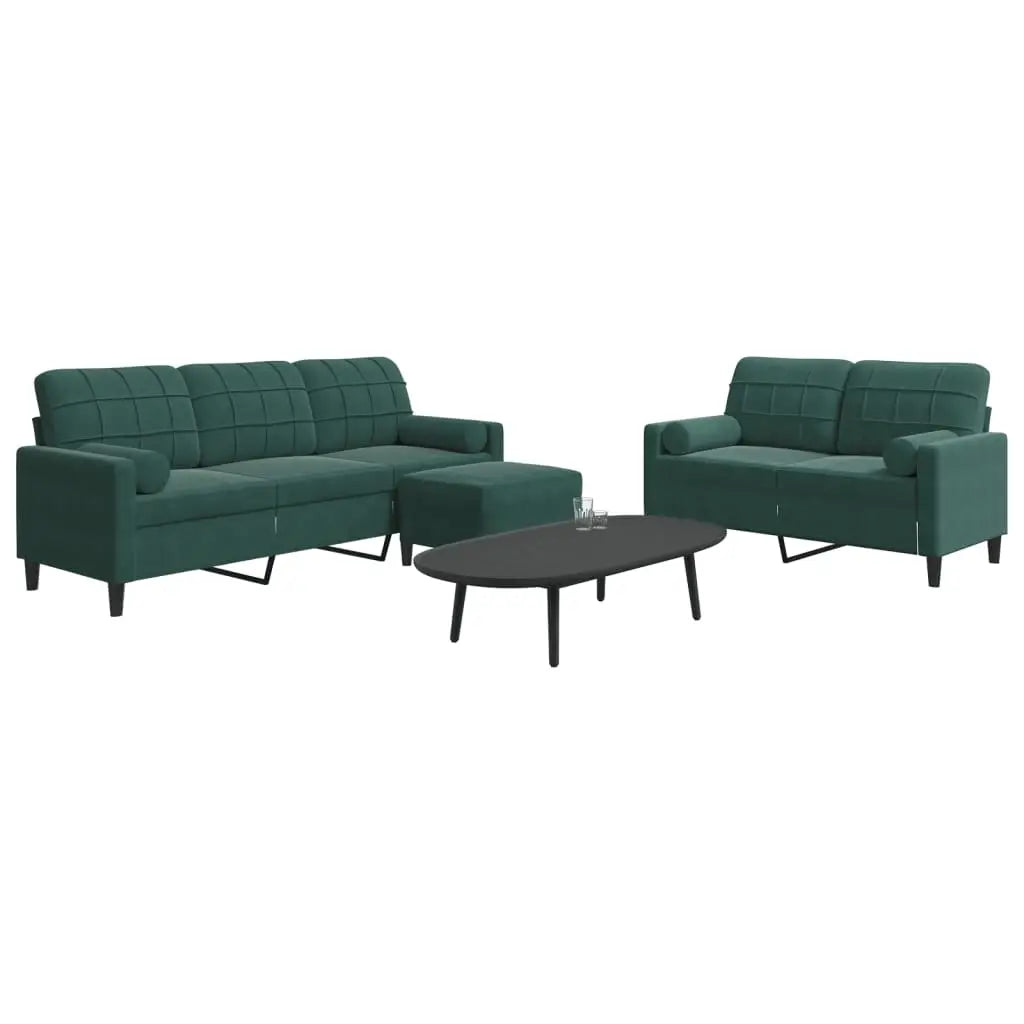 Ensemble de canapés 3 pcs avec coussins et traversins velours - XIOS