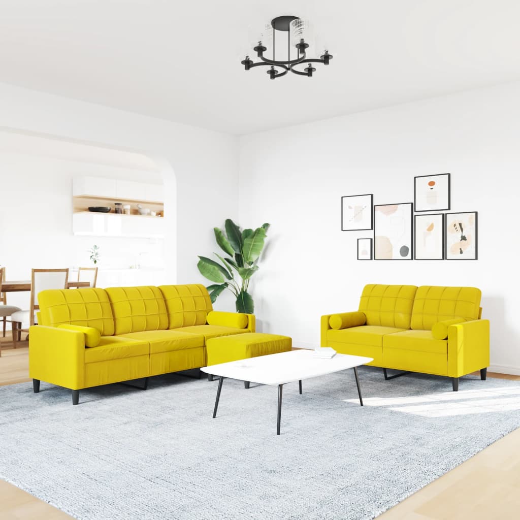 Ensemble de canapés 3 pcs avec coussins et traversins velours - XIOS
