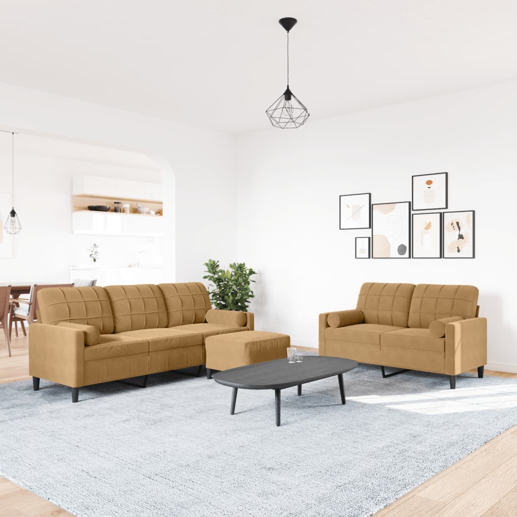 Ensemble de canapés 3 pcs avec coussins et traversins velours - XIOS
