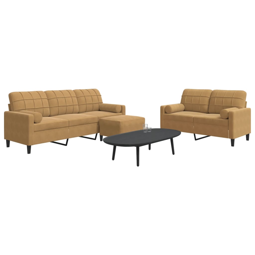 Ensemble de canapés 3 pcs avec coussins et traversins velours - XIOS