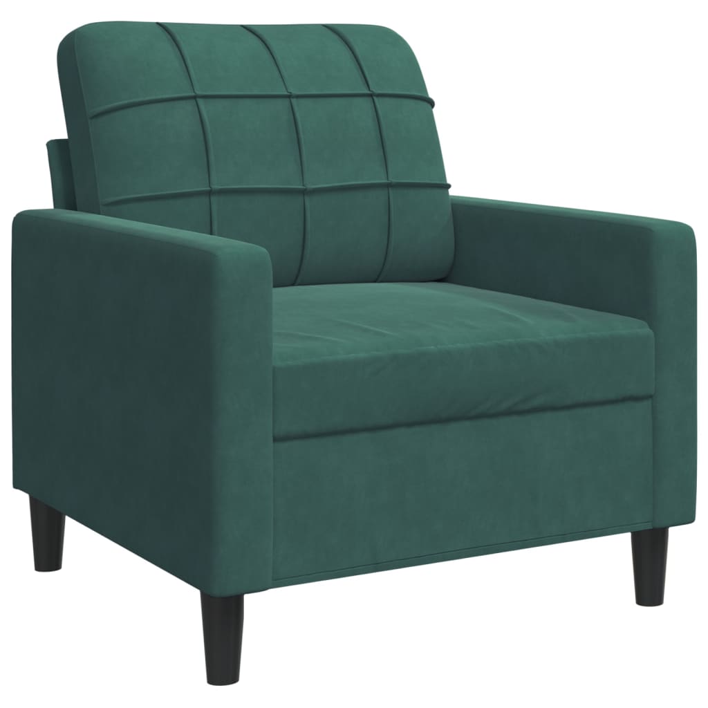 Ensemble de canapés 3 pcs avec coussins Vert foncé Velours - XIOS
