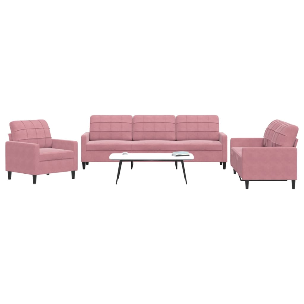Ensemble de canapés 3 pcs avec coussins Rose Velours - XIOS