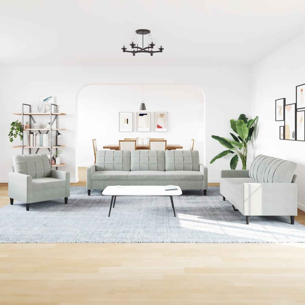 Ensemble de canapés 4 pcs avec coussins Gris clair Velours - XIOS