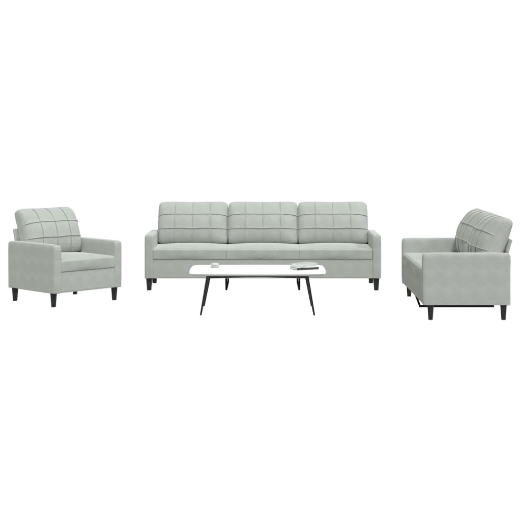 Ensemble de canapés 4 pcs avec coussins Gris clair Velours - XIOS