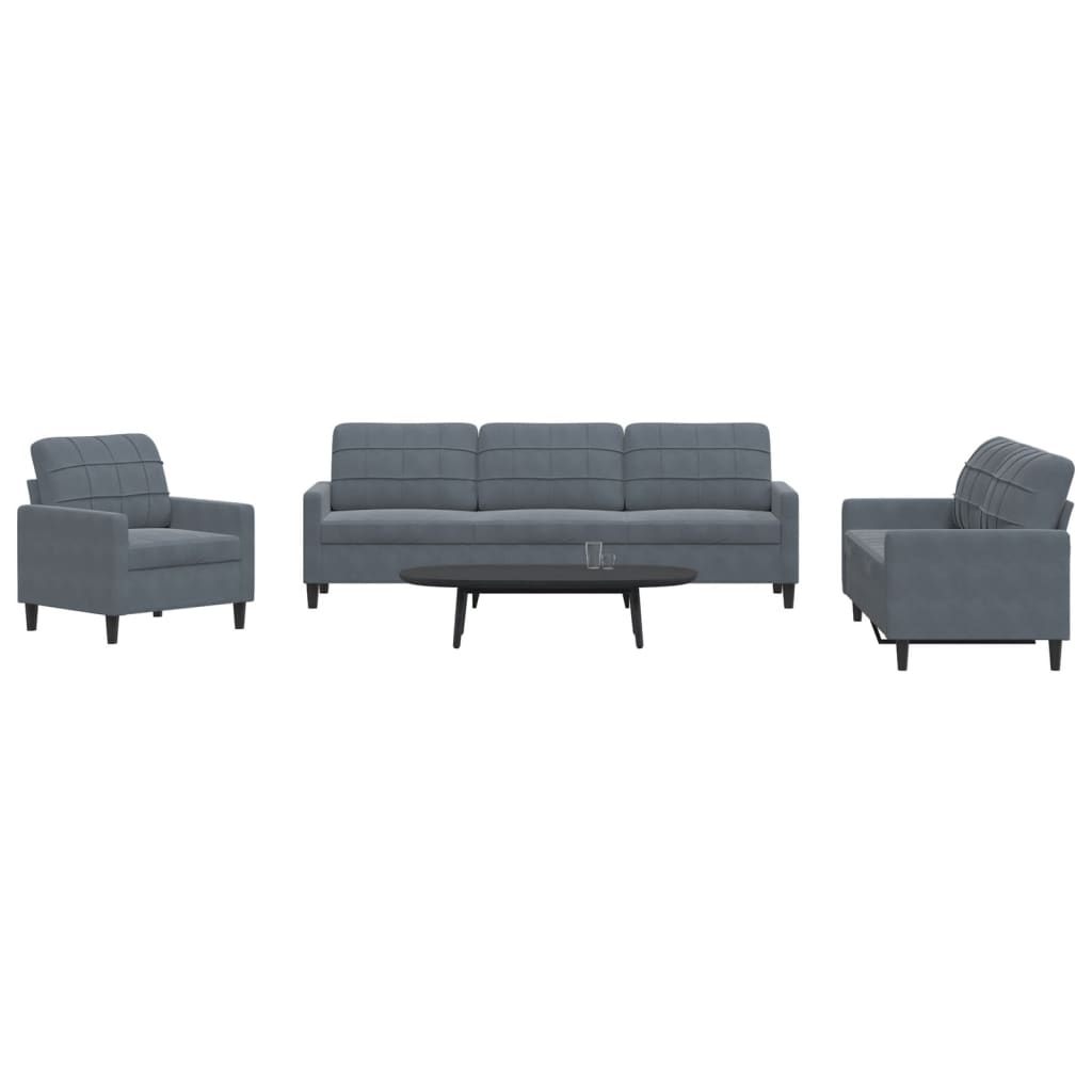 Ensemble de canapés 4 pcs avec coussins Gris foncé Velours - XIOS