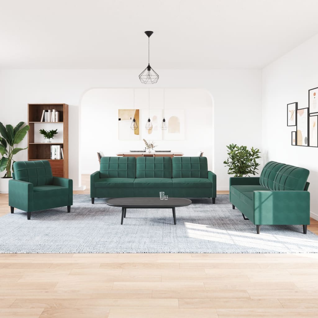 Ensemble de canapés 4 pcs avec coussins Vert foncé Velours - XIOS