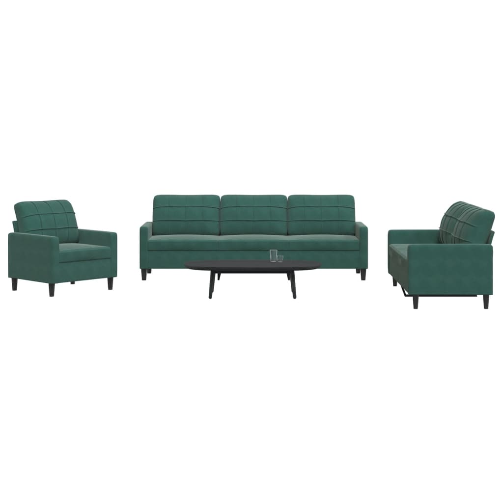 Ensemble de canapés 4 pcs avec coussins Vert foncé Velours - XIOS