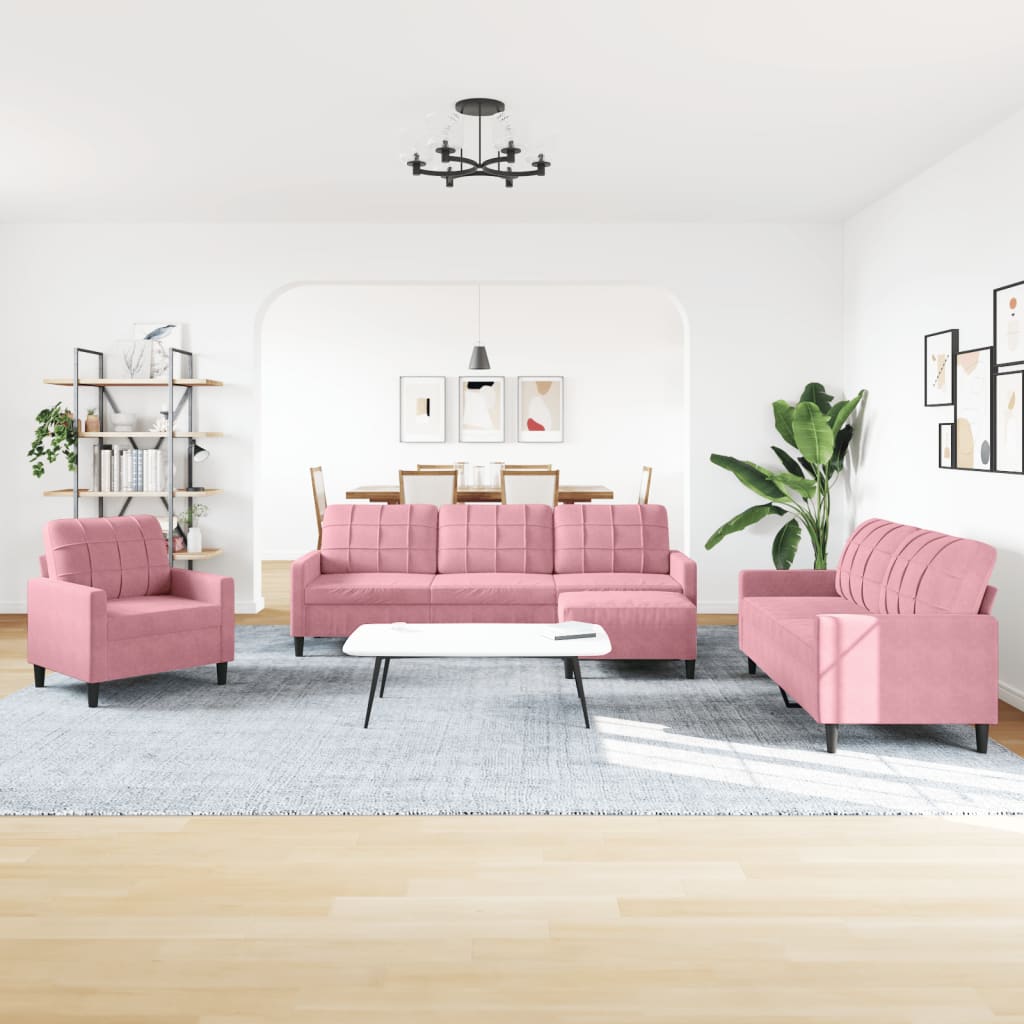 Ensemble de canapés 4 pcs avec coussins Rose Velours - XIOS