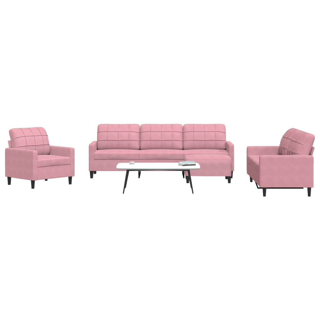 Ensemble de canapés 4 pcs avec coussins Rose Velours - XIOS