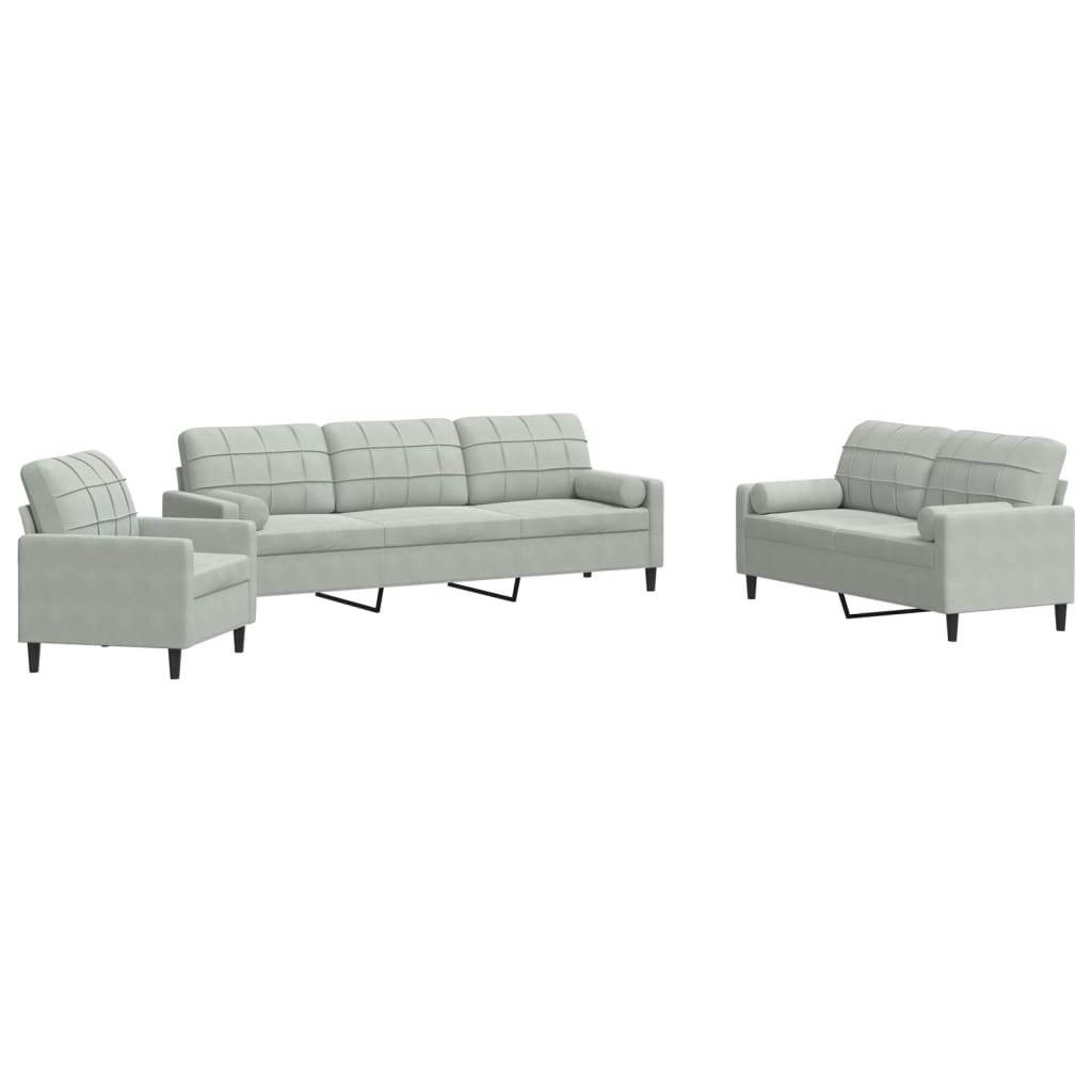 Ensemble de canapés 3 pcs et coussins et traversins velours - XIOS