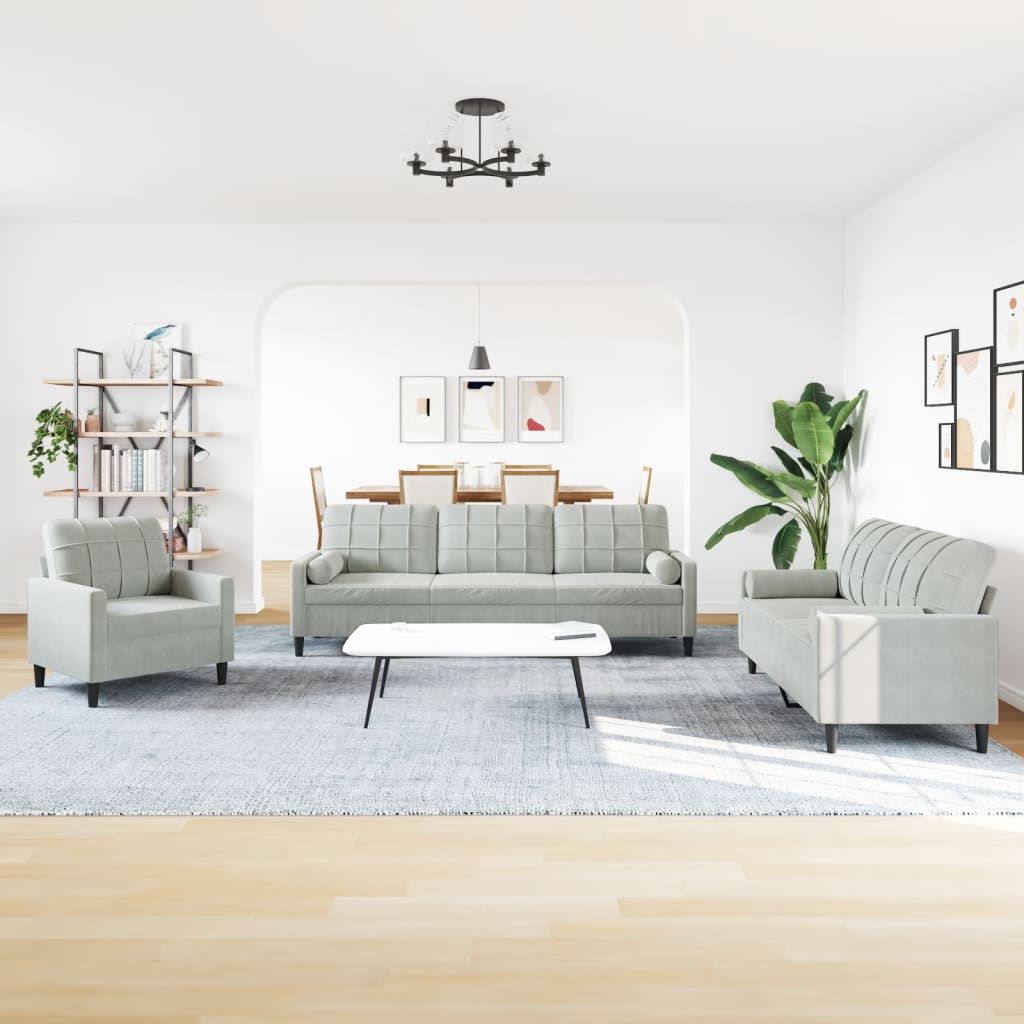 Ensemble de canapés 3 pcs et coussins et traversins velours - XIOS