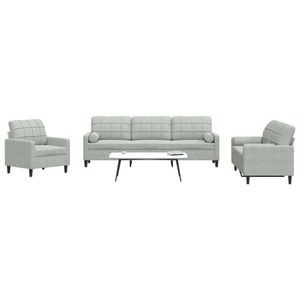 Ensemble de canapés 3 pcs et coussins et traversins velours - XIOS