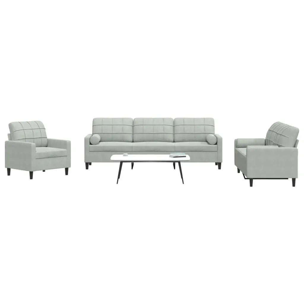 Ensemble de canapés 3 pcs et coussins et traversins velours - XIOS