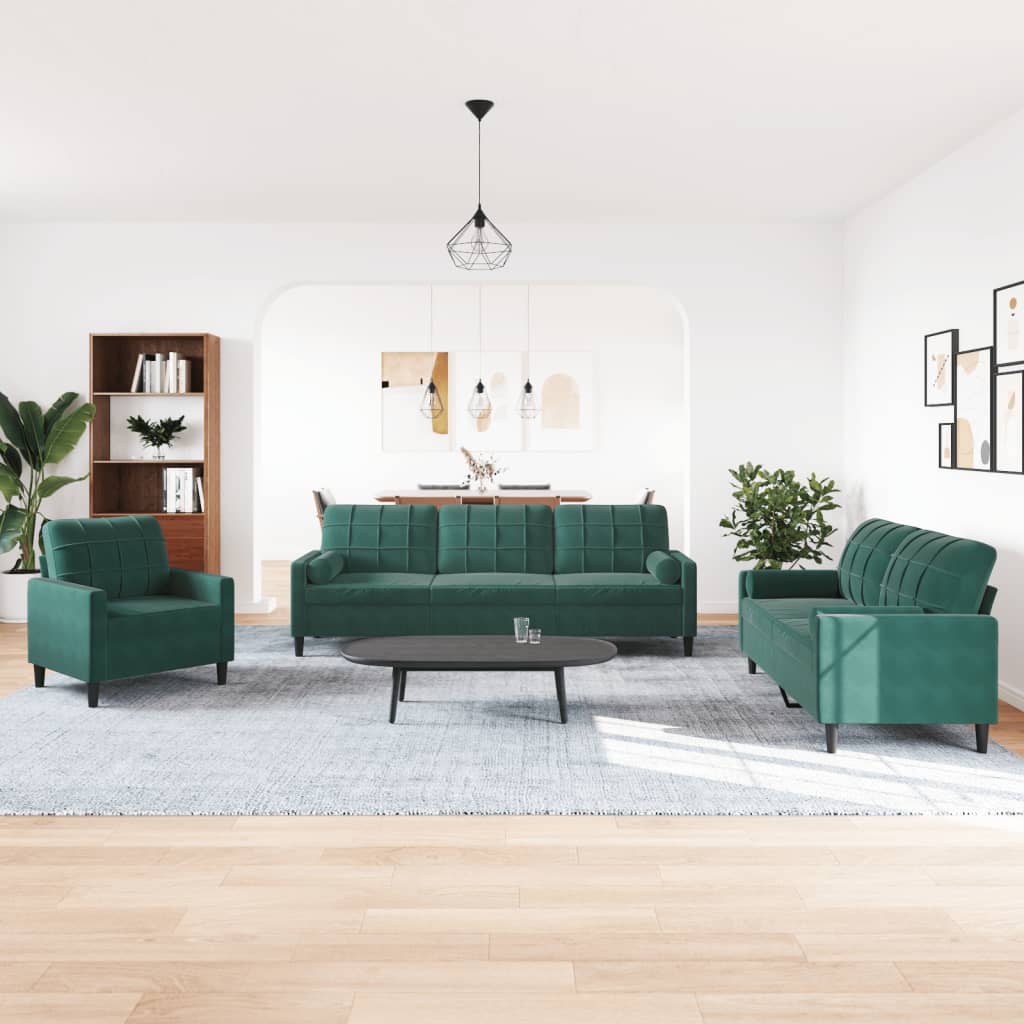 Ensemble de canapés 3 pcs avec coussins et traversins velours - XIOS