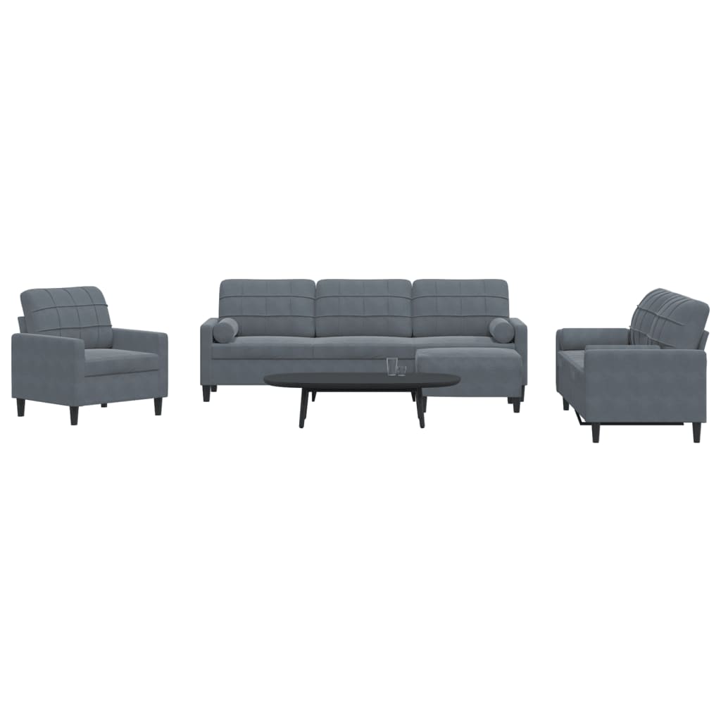 Ensemble de canapés 4 pcs avec coussins et traversins velours - XIOS