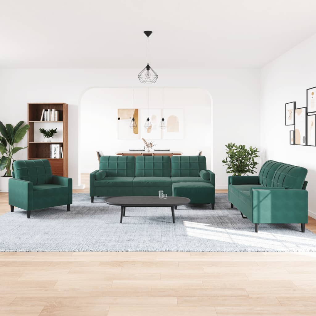 Ensemble de canapés 4 pcs avec coussins et traversins velours - XIOS
