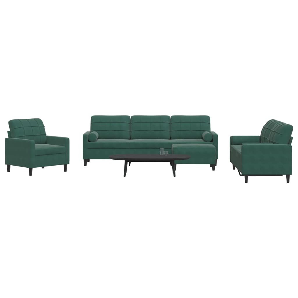 Ensemble de canapés 4 pcs avec coussins et traversins velours - XIOS