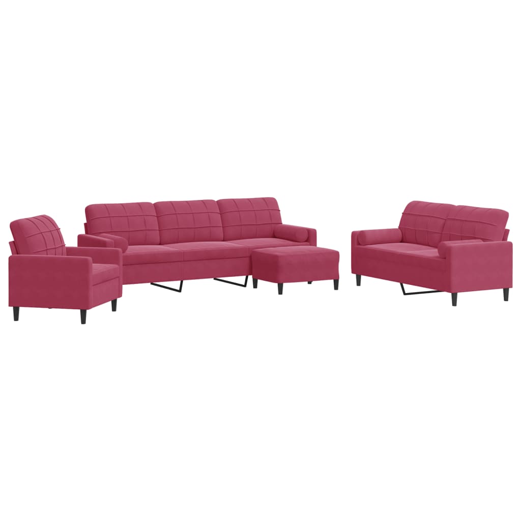 Ensemble de canapés 4 pcs avec coussins et traversins velours - XIOS