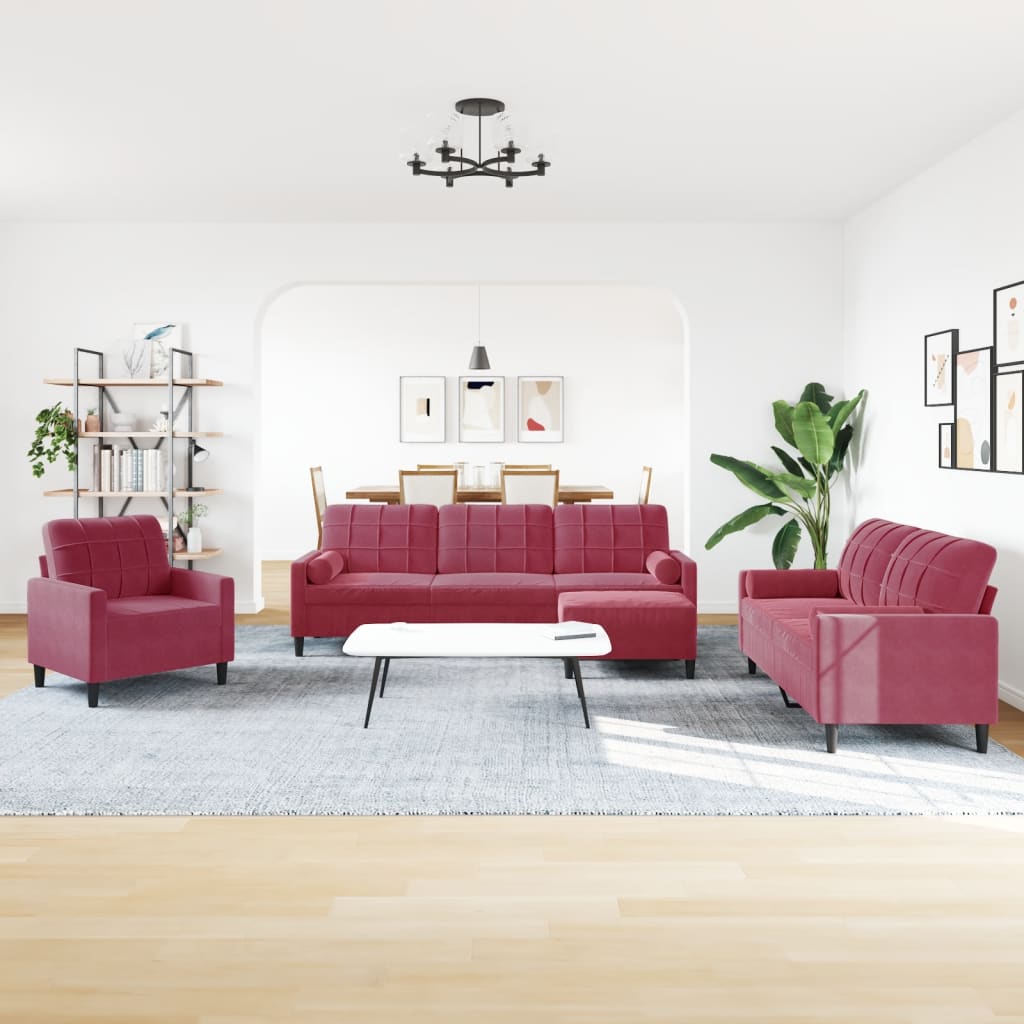Ensemble de canapés 4 pcs avec coussins et traversins velours - XIOS