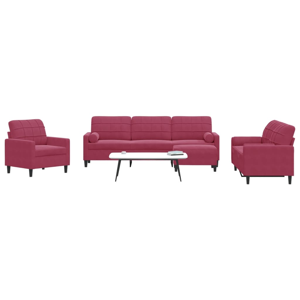 Ensemble de canapés 4 pcs avec coussins et traversins velours - XIOS