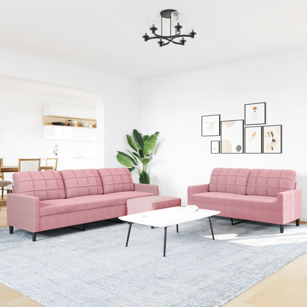 Ensemble de canapés 3 pcs avec coussins Rose Velours