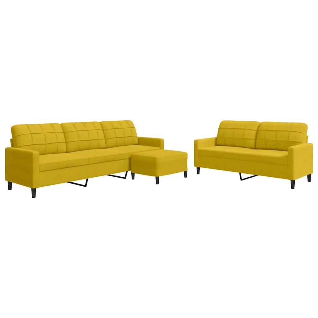 Ensemble de canapés 3 pcs avec coussins Jaune Velours - XIOS