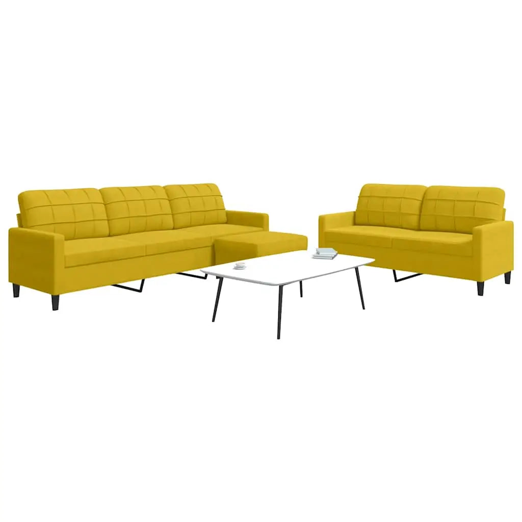 Ensemble de canapés 3 pcs avec coussins Jaune Velours - XIOS