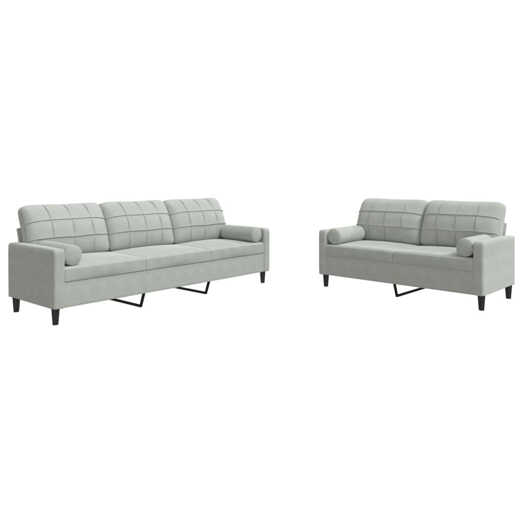 Ensemble de canapés 2 pcs et coussins et traversins velours - XIOS