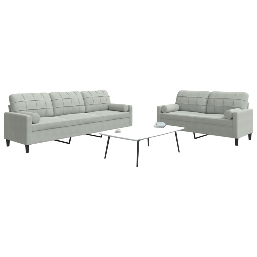 Ensemble de canapés 2 pcs et coussins et traversins velours - XIOS