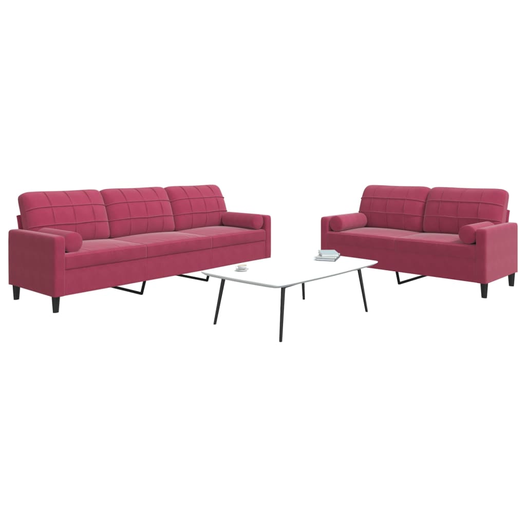 Ensemble de canapés 2 pcs avec coussins et traversins velours - XIOS