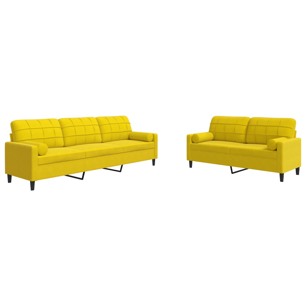 Ensemble de canapés 2 pcs avec coussins et traversins velours - XIOS