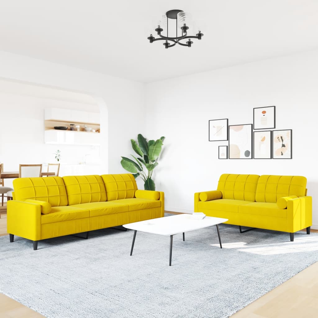 Ensemble de canapés 2 pcs avec coussins et traversins velours - XIOS