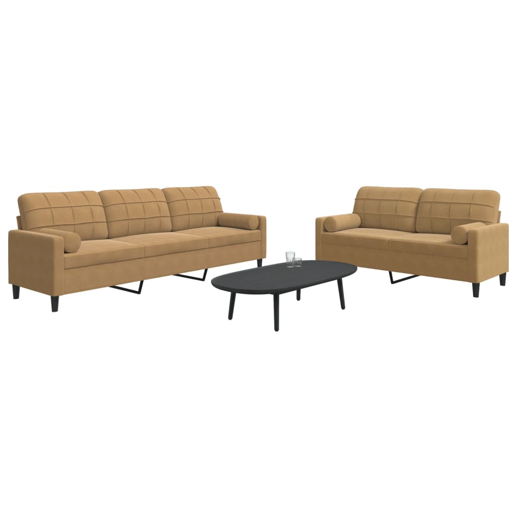 Ensemble de canapés 2 pcs avec coussins et traversins velours - XIOS