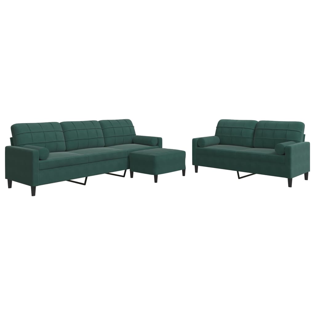Ensemble de canapés 3 pcs avec coussins et traversins velours - XIOS