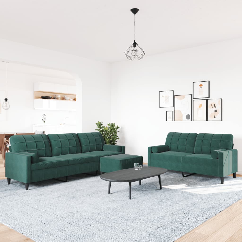 Ensemble de canapés 3 pcs avec coussins et traversins velours - XIOS