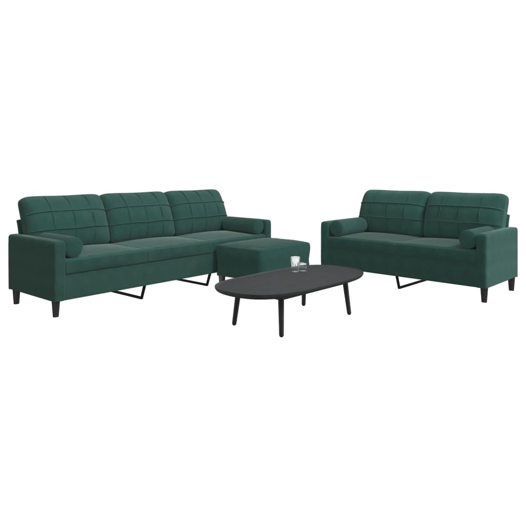 Ensemble de canapés 3 pcs avec coussins et traversins velours - XIOS