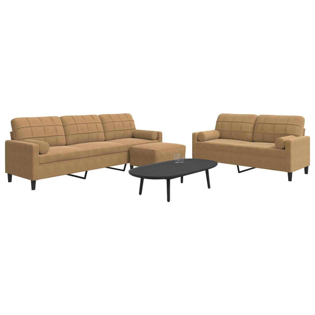 Ensemble de canapés 3 pcs avec coussins et traversins velours - XIOS