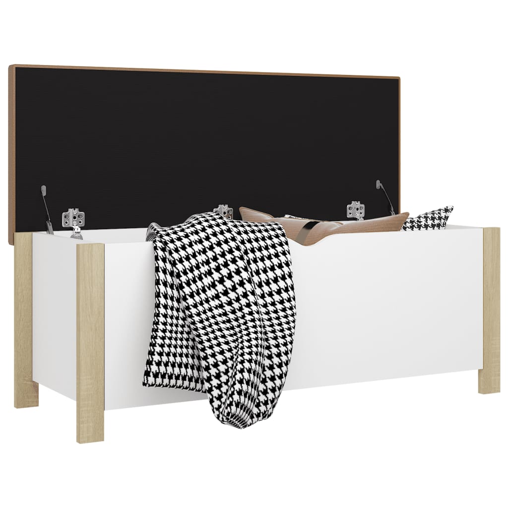 Boîte de rangement et coussin blanc et chêne sonoma 105x40x45cm - XIOS