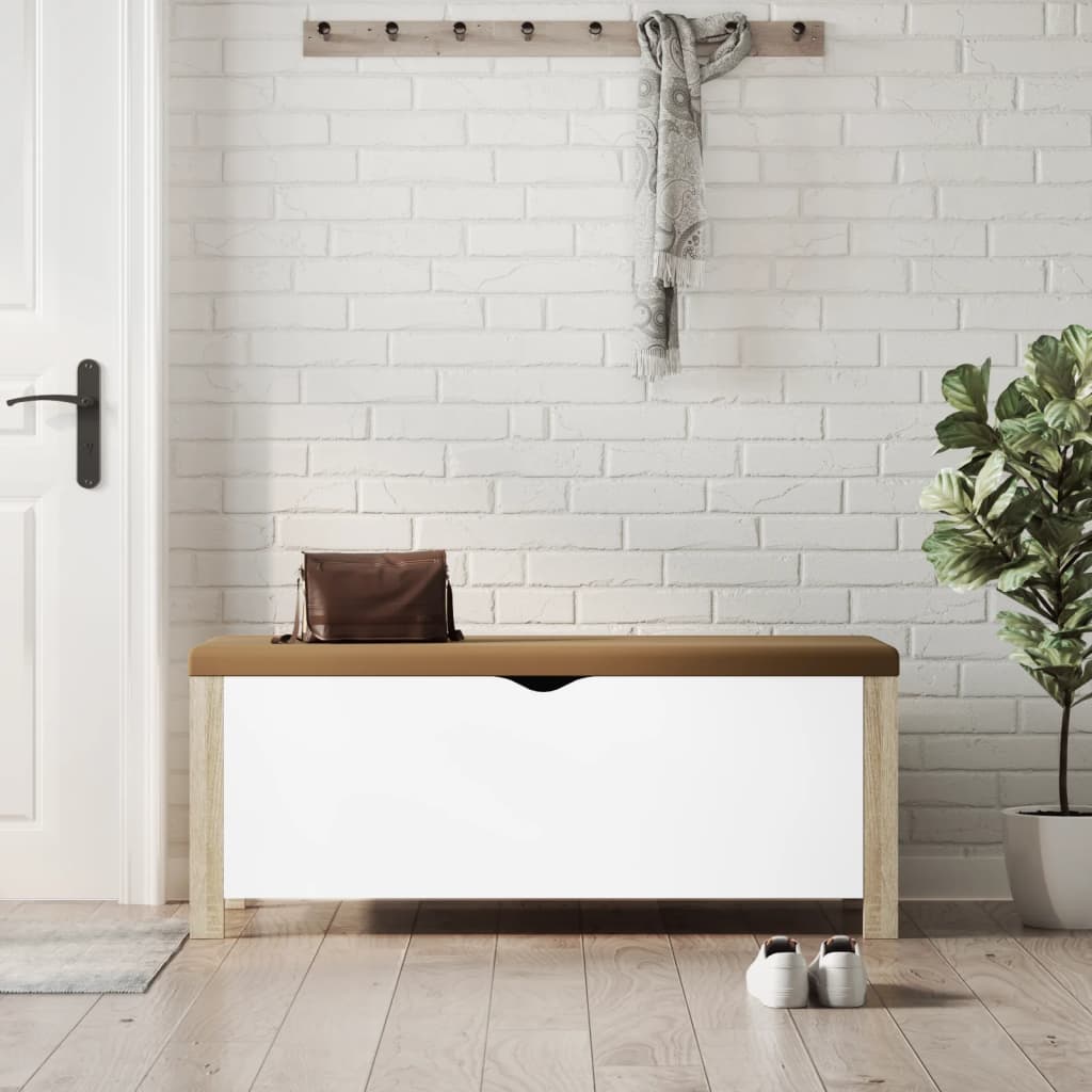 Boîte de rangement et coussin blanc et chêne sonoma 105x40x45cm - XIOS
