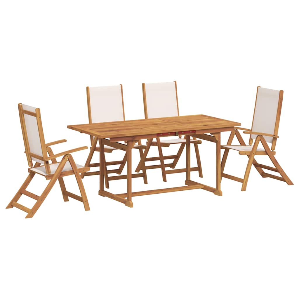 Ensemble à manger de jardin 5pcs bois d'acacia solide textilène